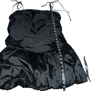 Miss Selfridge Black Puff Ball Taffeta Mini Dress Size 14 NWT